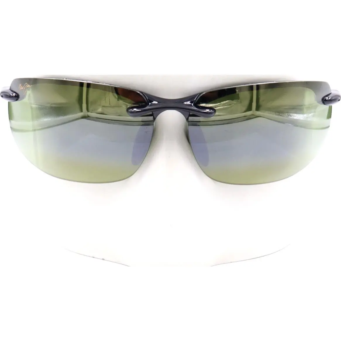 Banyans Gloss Black Semi-rimless Sunglasses HT412-02 / MJ0412S-003 by Maui Jim