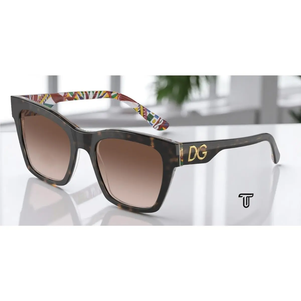 Dolce Gabbana DG4384 321773 Havana White Brown Gradient 53mm Womens Sunglasses by Dolce & Gabbana