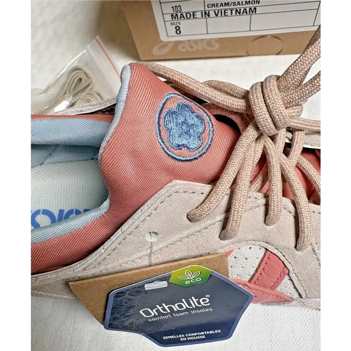 Asics shoes - ASICS GEL-Lyte V (5) - 1201A822-103 - Cream/Salmon, way: Cream/Salmon/Blue (UPC: 0196074672677) 9