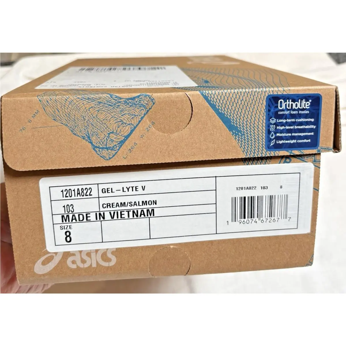 Asics shoes - ASICS GEL-Lyte V (5) - 1201A822-103 - Cream/Salmon, way: Cream/Salmon/Blue (UPC: 0196074672677) 13