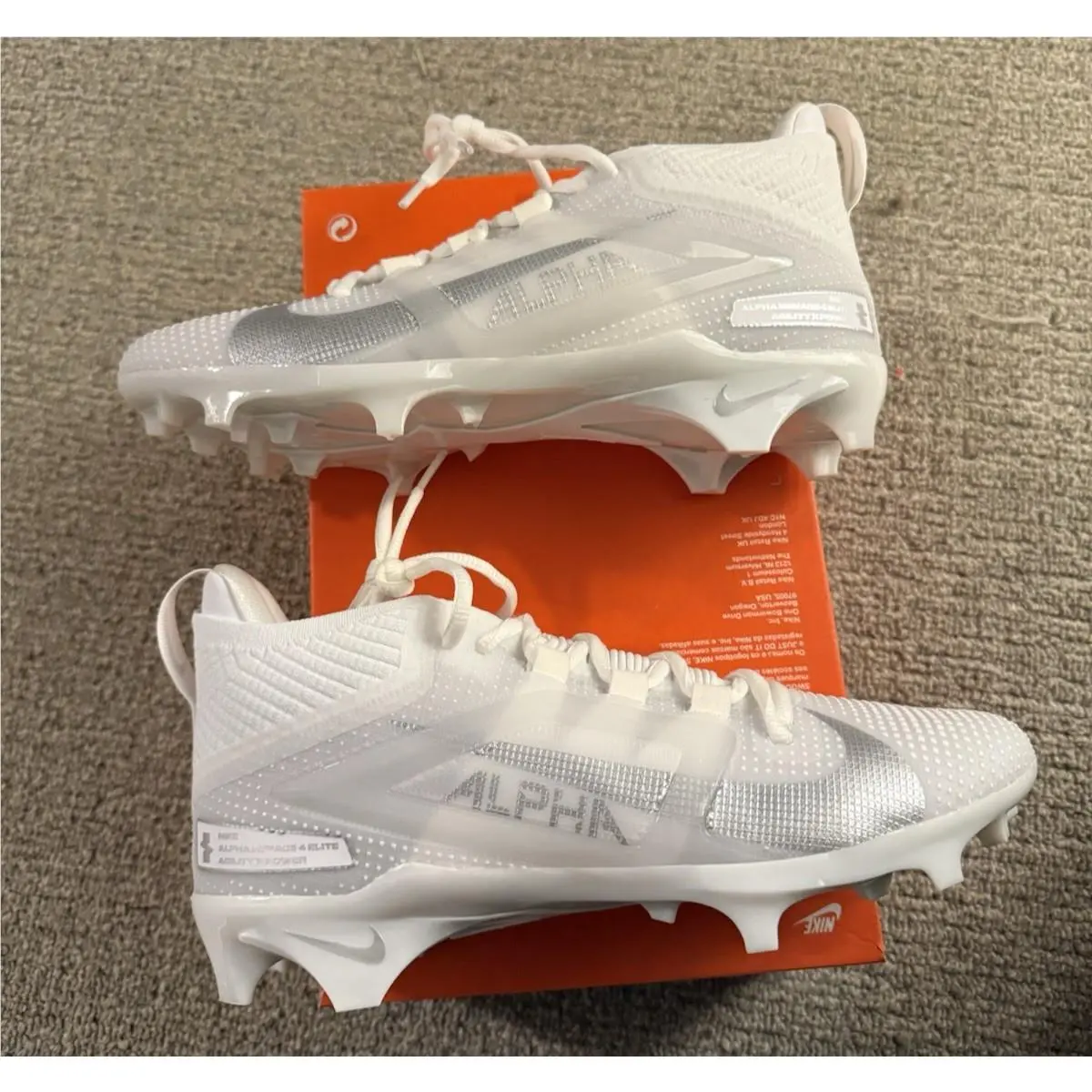 Alpha Menace 4 Elite White/metallic Silver Men`s Size 8 FD7036101 by Nike