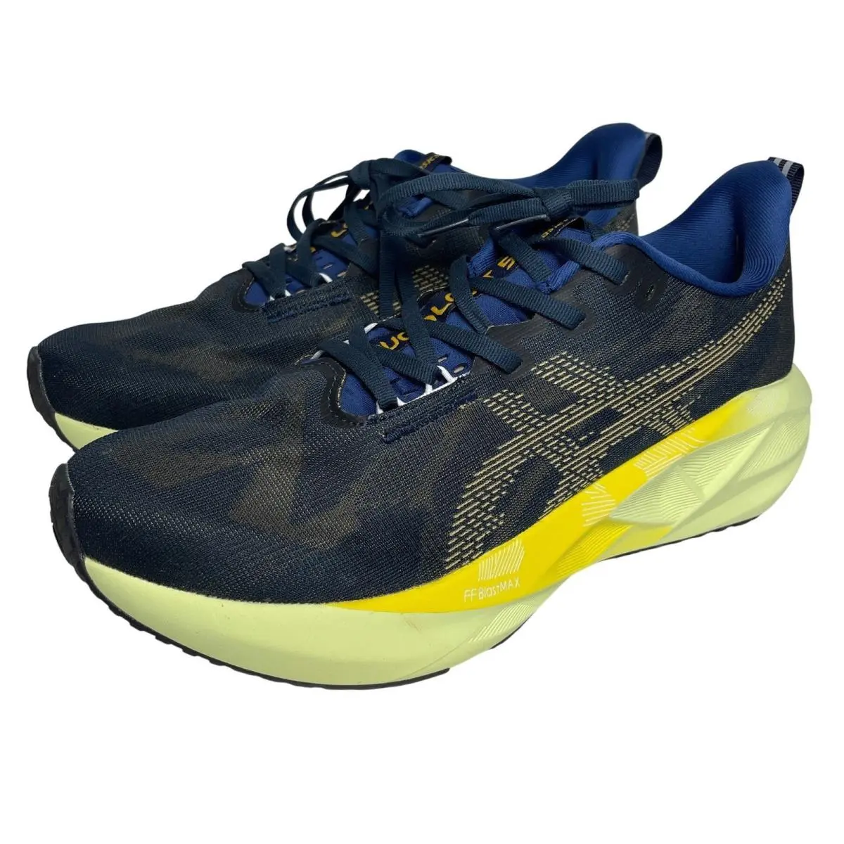 Asics Novablast 4 Midnight Lime Burst Navy Yellow Running Shoes 1011B975 Mens 10