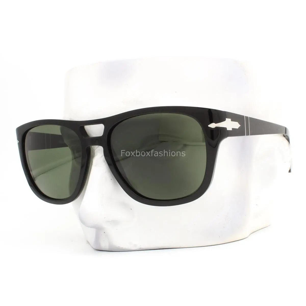 Sunglasses PO 3366S 95/31 Polished Black Green Tinted Glass with Case by Persol