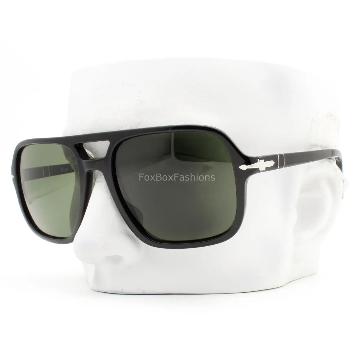 Pilot Sunglasses Polished Black Green Glass PO 3328-S 95/31 with Case by Persol