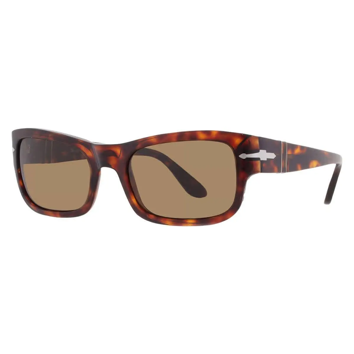Persol Polarized Brown Rectangular Unisex Sunglasses PO3326S 24/57 57