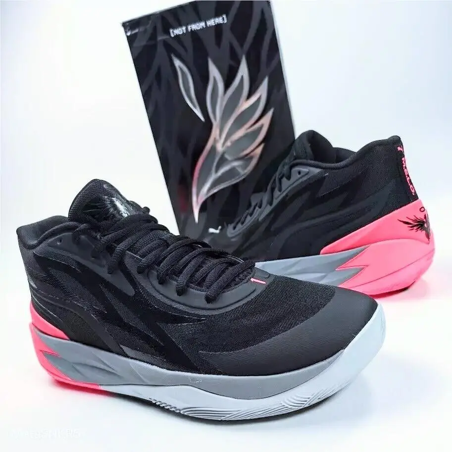 MB.02 US 13 Men`s Black Grey Pink Sunset Glow Basketball Lamelo Ball 2 by Puma
