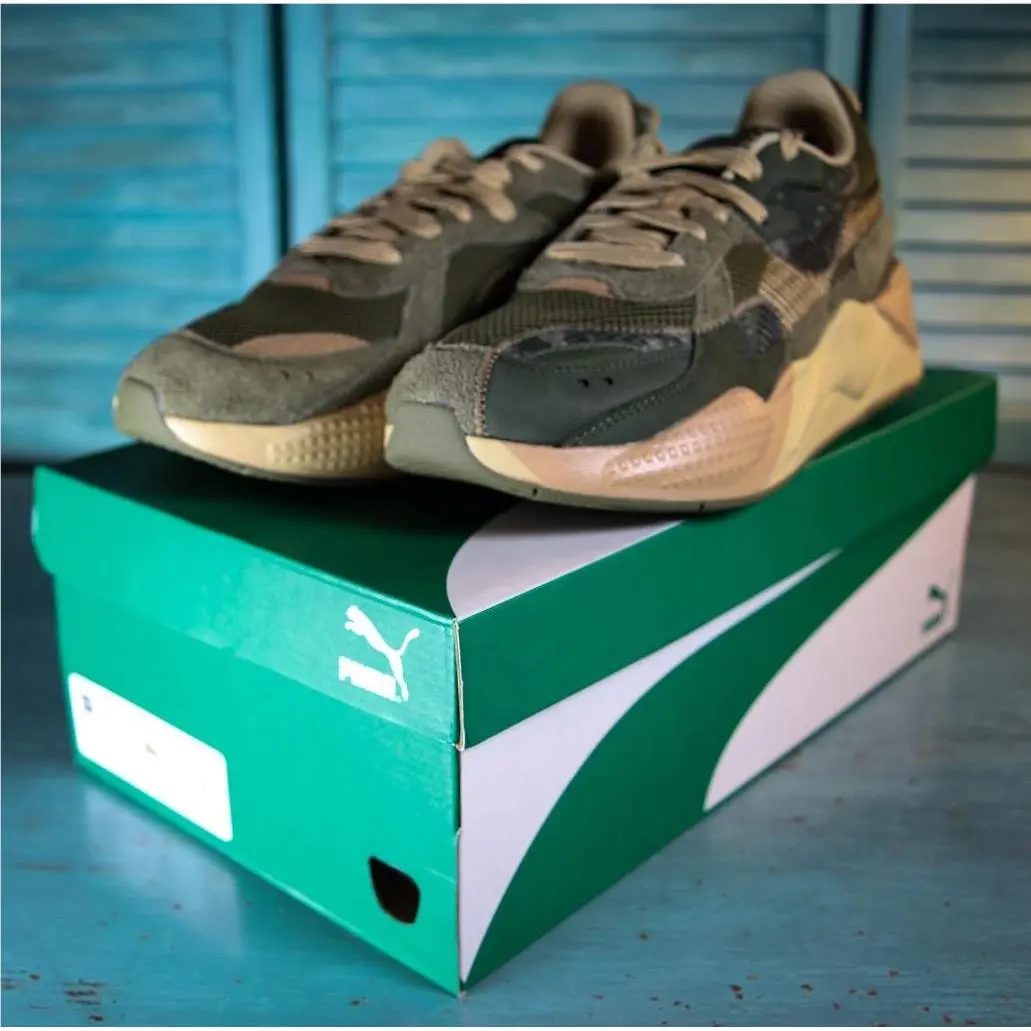 Puma Men`s Rs-x Rain Map Camo Athletic Shoes US Size 11 Drab Olive/myrtle