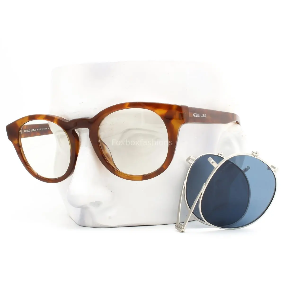 Eyeglasses Fold Clip-on Sunglass Lens AR8190U Brown 48mm W/case by Giorgio Armani