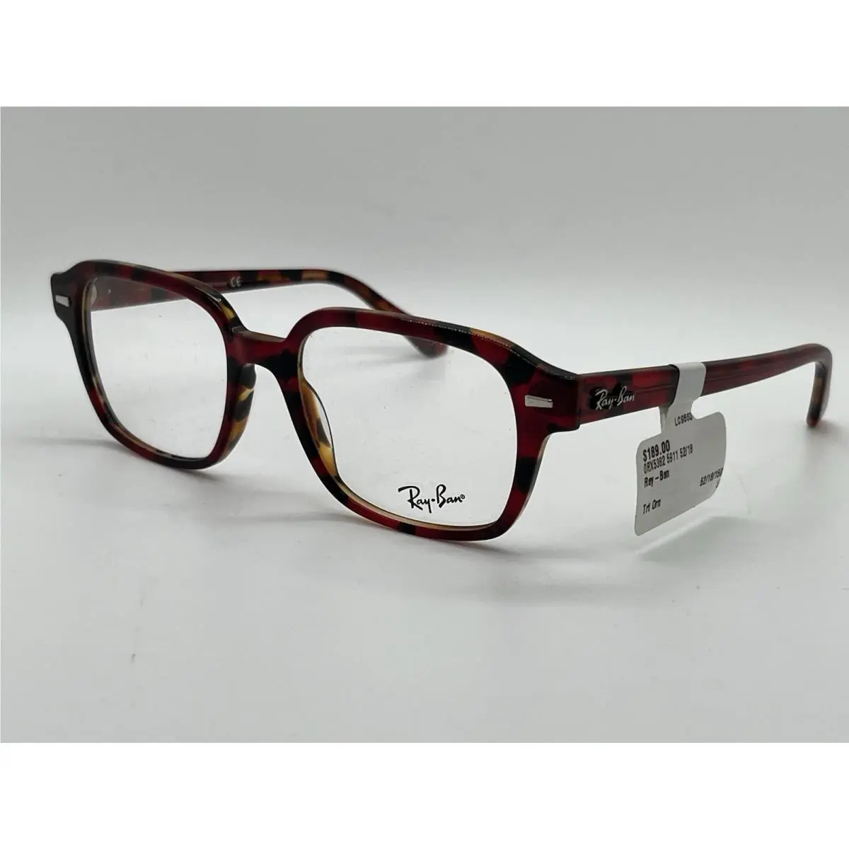 Ray-ban Eyeglasses RB 5382 5911 Polished Red Havana Square Frame 52 18 150 by Ray-Ban