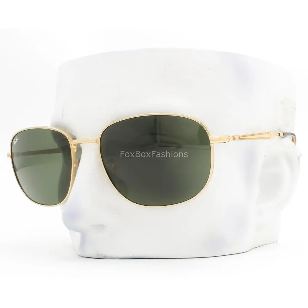 Ray-ban Sunglasses Shiny Arista Gold Green Glass RB 3754 001/31 with Case by Ray-Ban