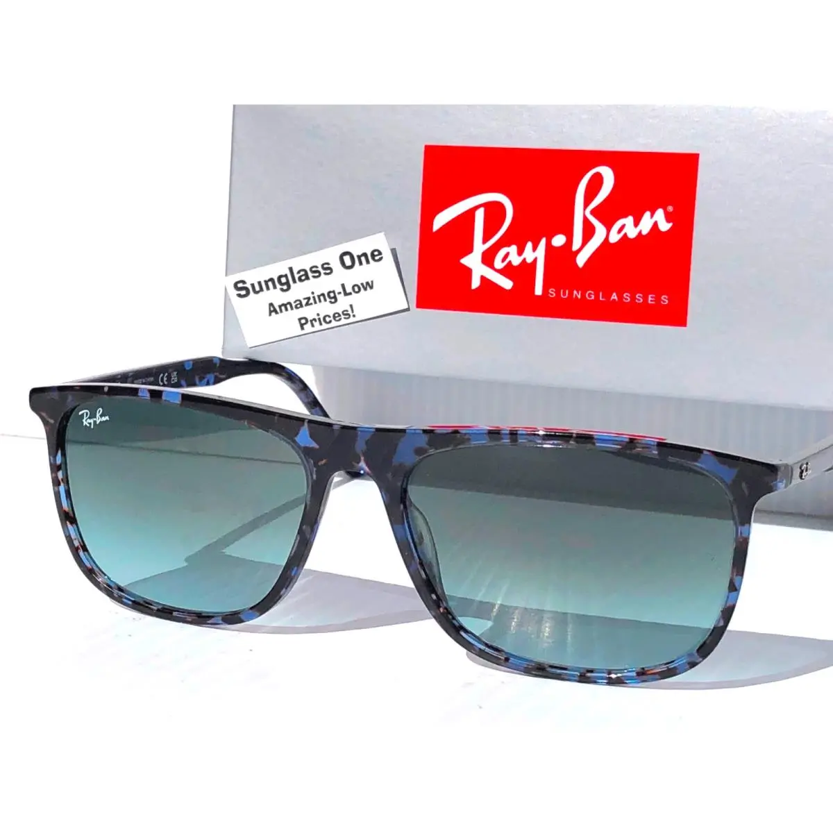Ray Ban Black Blue Havana Gradient Blue Lens Sunglass RB 2216 1430/GK by Ray-Ban