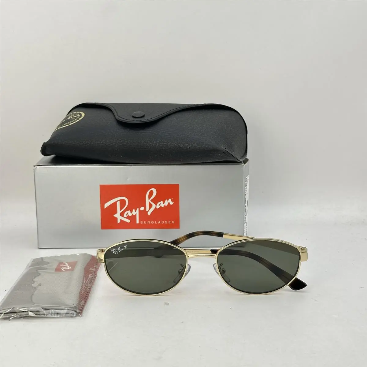 Ray Ban Unisex Oval Thin Metal Polarized Sunglasses RB3774D Gold/green by Ray-Ban
