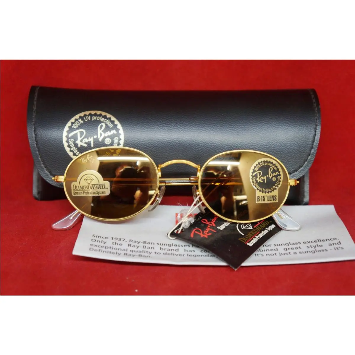 Ray Ban Bausch Lomb W1909 Ooaw Oval Gold Diamond Hard B-15 Sunglasses by Ray-Ban