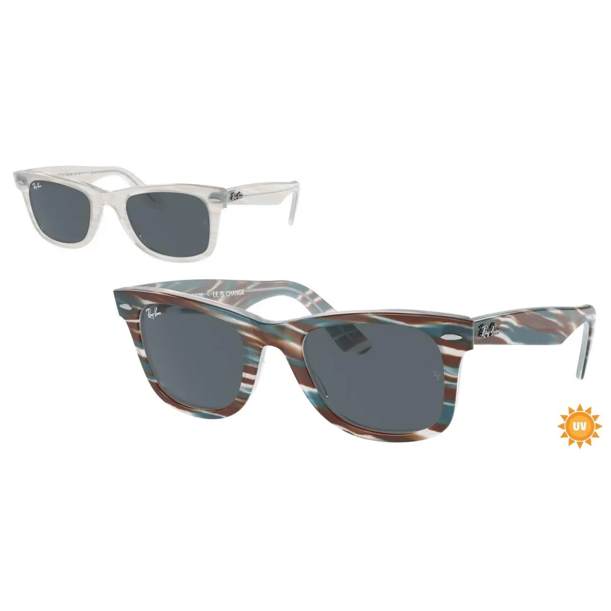 Ray-ban RB 2140 F Wayfarer Photo Striped Light B 1407R5 Size 52 Sunglasses