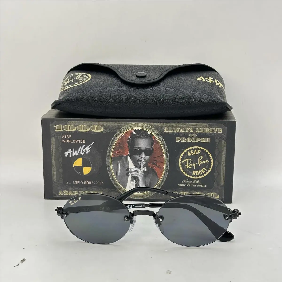 Ray Ban X Asap Rimless Oval Polarized Sunglasses RB3929 Black/gray by Ray-Ban