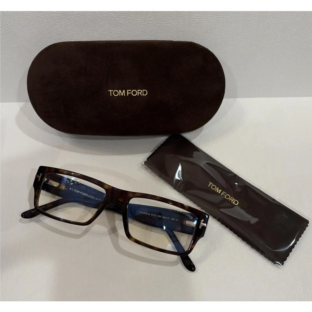 FT5835B Eyeglass Frame Dark Tortoise by Tom Ford