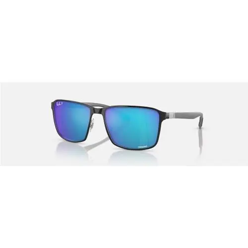 Ray-ban 3721 Polarized + Polished Black On Silver Blue RB3721CH 9144A1 59-17 by Ray-Ban