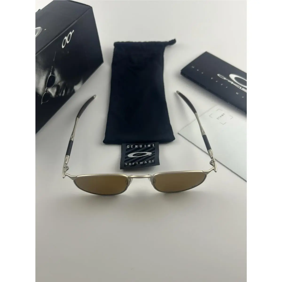 OO A Wire Platinum Frame Leather Gold Iridium Lens 05-775 Jordan E C by Oakley