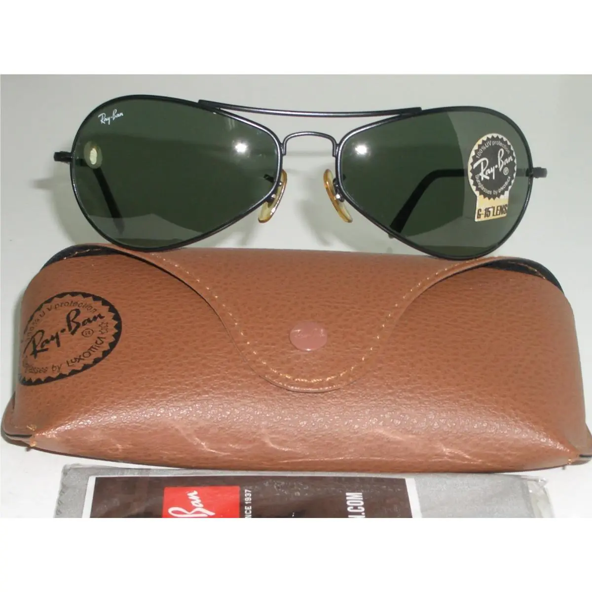 60 15 Ray-ban RB3253 G15 Shiny Black Air Boss Orbs Wrap Aviator Sunglasses by Ray-Ban