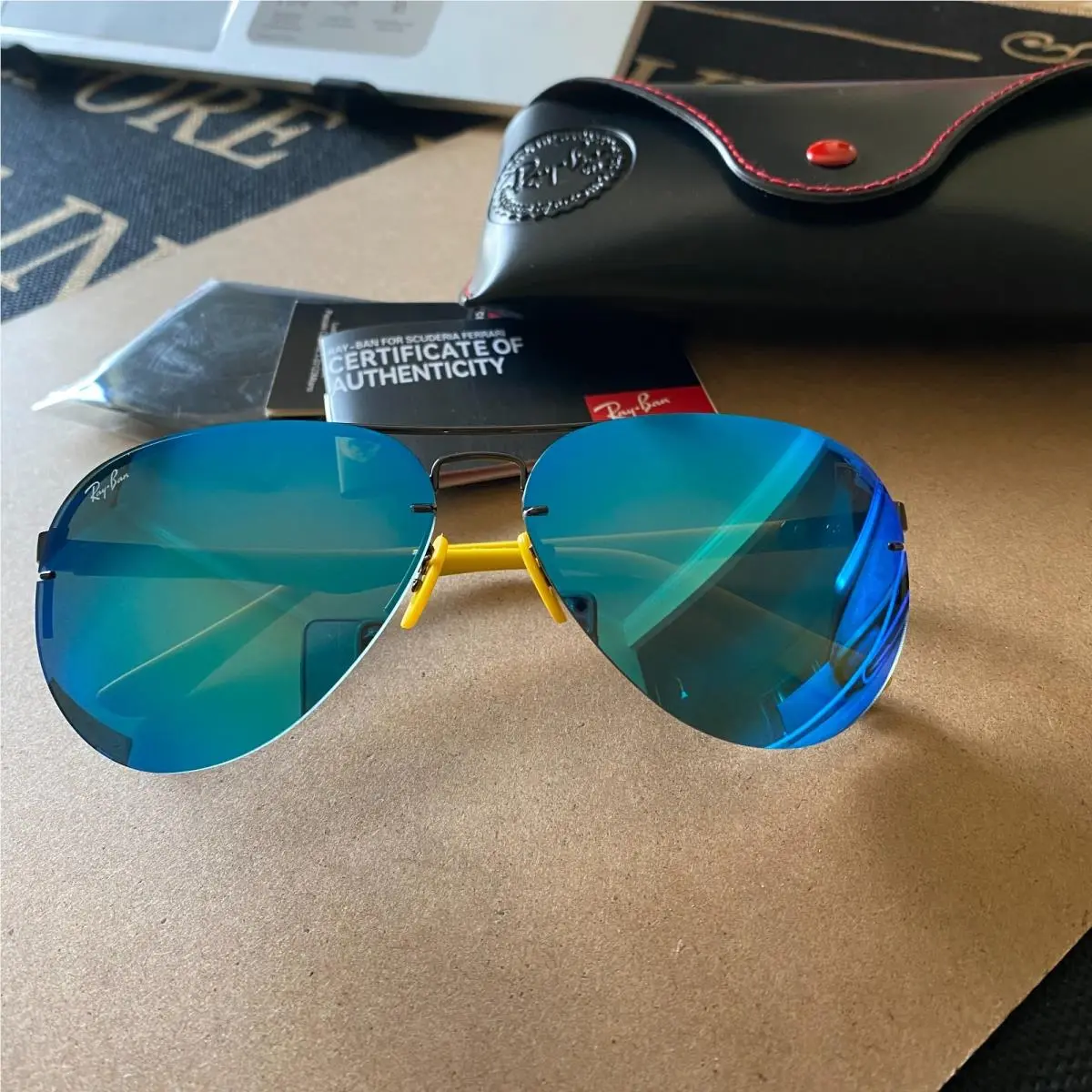Ray-ban RB3460M F003/HO Ferrari Yellow Frame Aviator Sunglasses 59mm by Ray-Ban