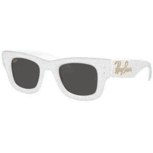 Ray-ban RB 4940 BP White with Strass Pave / Dark Grey 686687 Size 47 Sunglasses by Ray-Ban