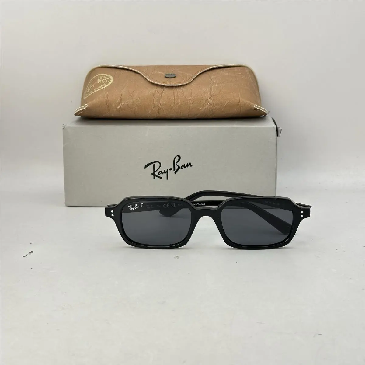 Ray Ban Zuri Square Thin Full Rim Polarized Sunglasses RB4455 Black/gray by Ray-Ban
