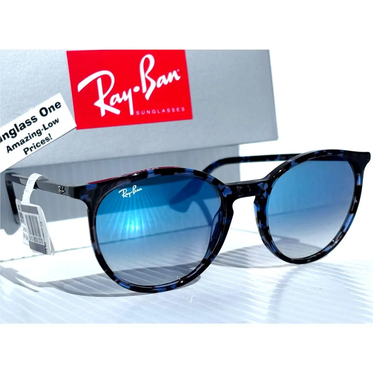 Ray Ban Erika Blue Tortoise Gradient Blue Mirror Sunglass RB 2204 1430/3F by Ray-Ban