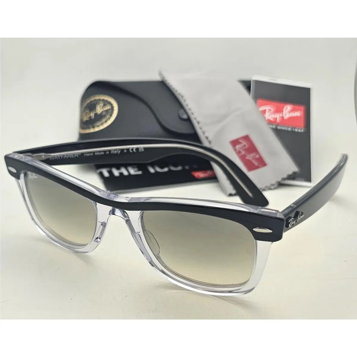 Ray-ban Wayfarer Sunglasses RB 2240 1294/32 Black on Clear Frame Grey Lenses by Ray-Ban