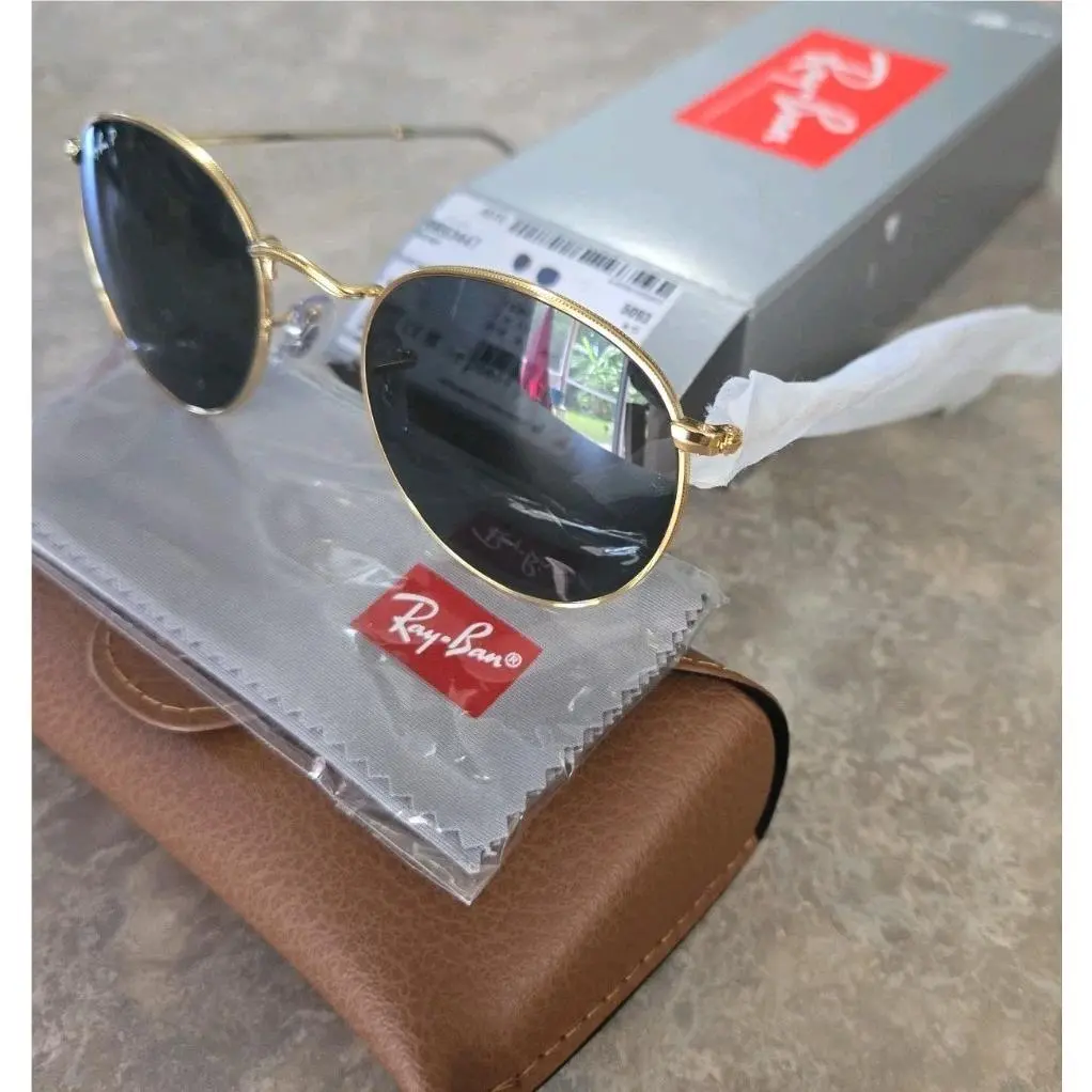 Ray Ban RB 3447 919648 Gold Grey Polarized Round 50 mm Men`s Sunglasses by Ray-Ban