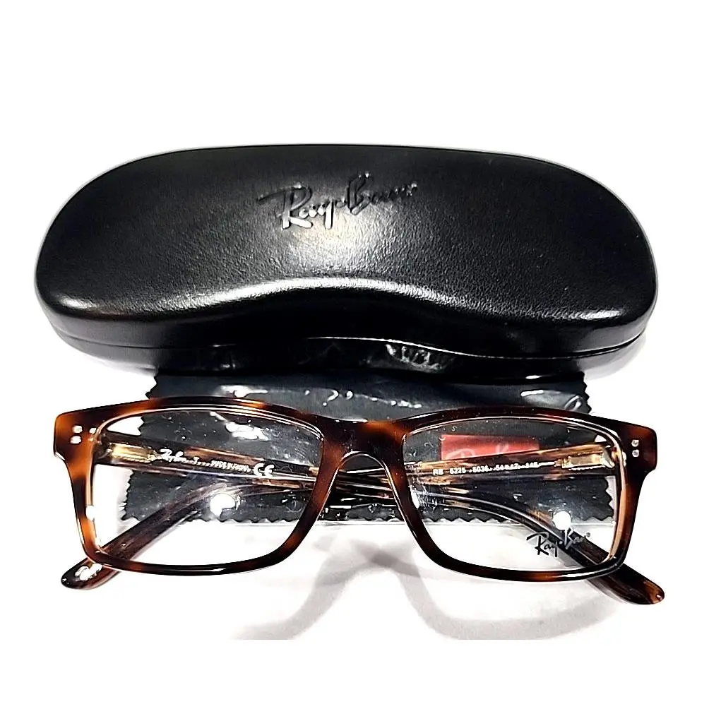 Ray Ban RB5225 5036 Tortoise Brown Rectangle Eyeglasses 54-17 145 Case Cloth by Ray-Ban