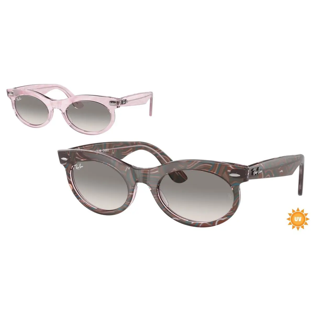 Ray-ban RB 2242 F Wayfarer Oval Photo Waves Purp 138432 Size 53 Sunglasses