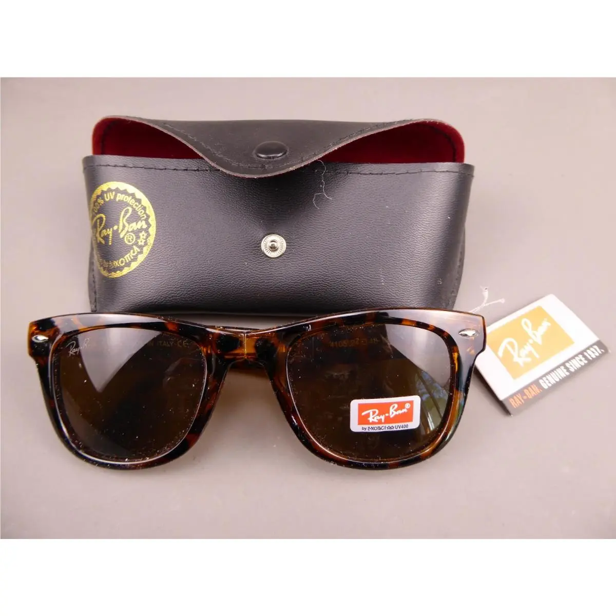 Vintage Rayban 4105 Folding Wayfarer Sunglasses Tortoise 24 48-107 w. Case by Ray-Ban