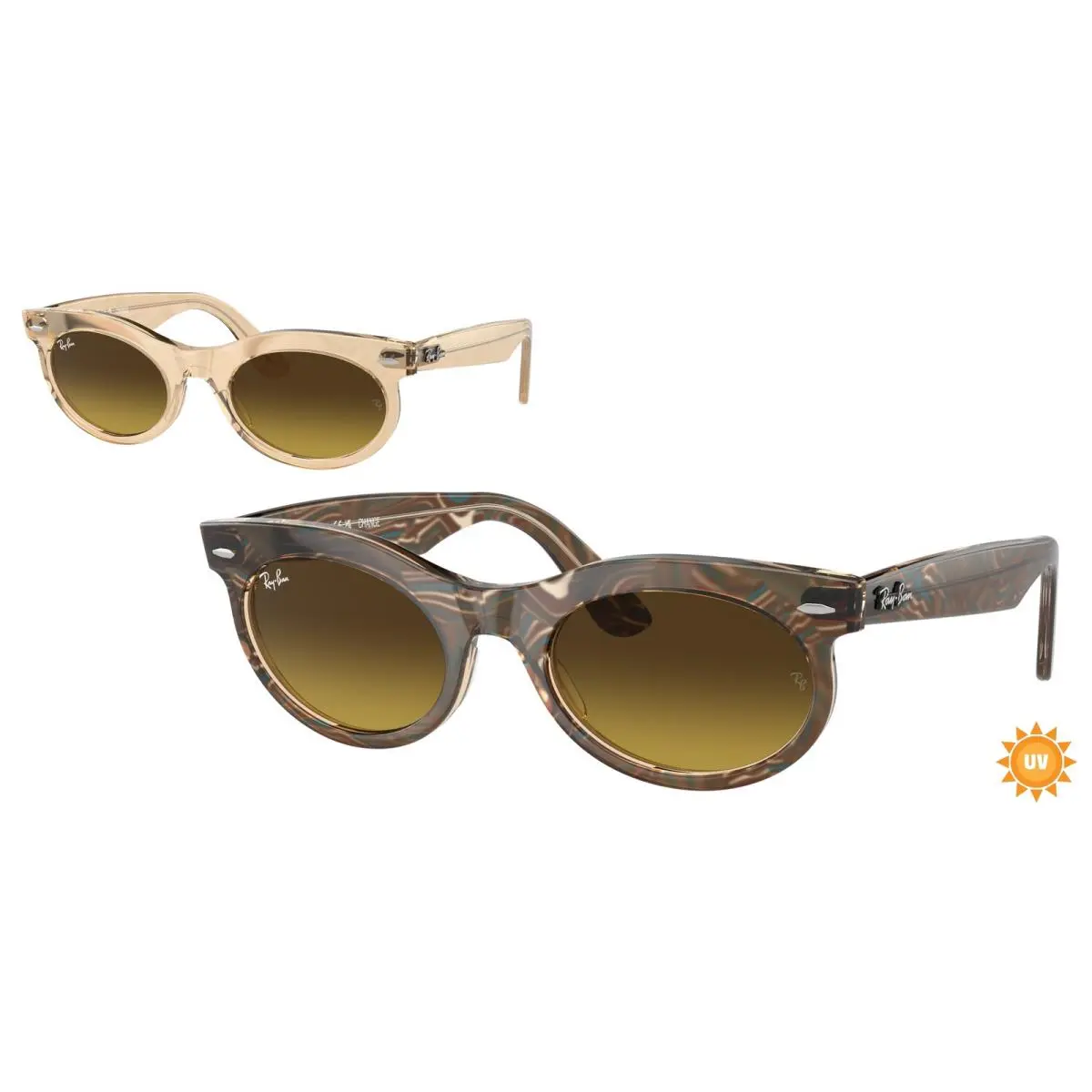 Ray-ban RB 2242 F Wayfarer Oval Photo Waves Brow 138685 Size 53 Sunglasses