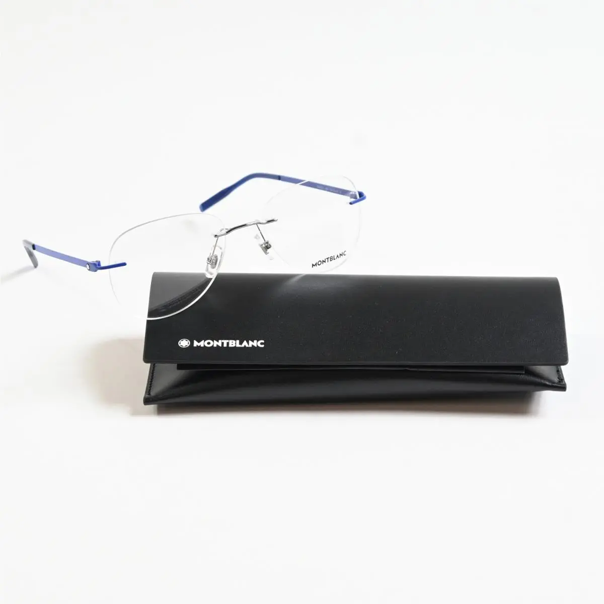 MB0283O 003 Mens Eyeglasses Blue/silver 55mm by Montblanc