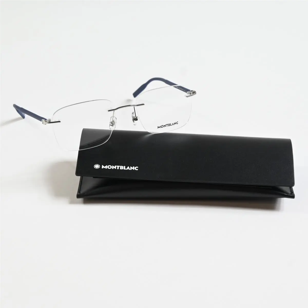 MB0222O 004 Mens Eyeglasses Silver/blue 55mm by Montblanc