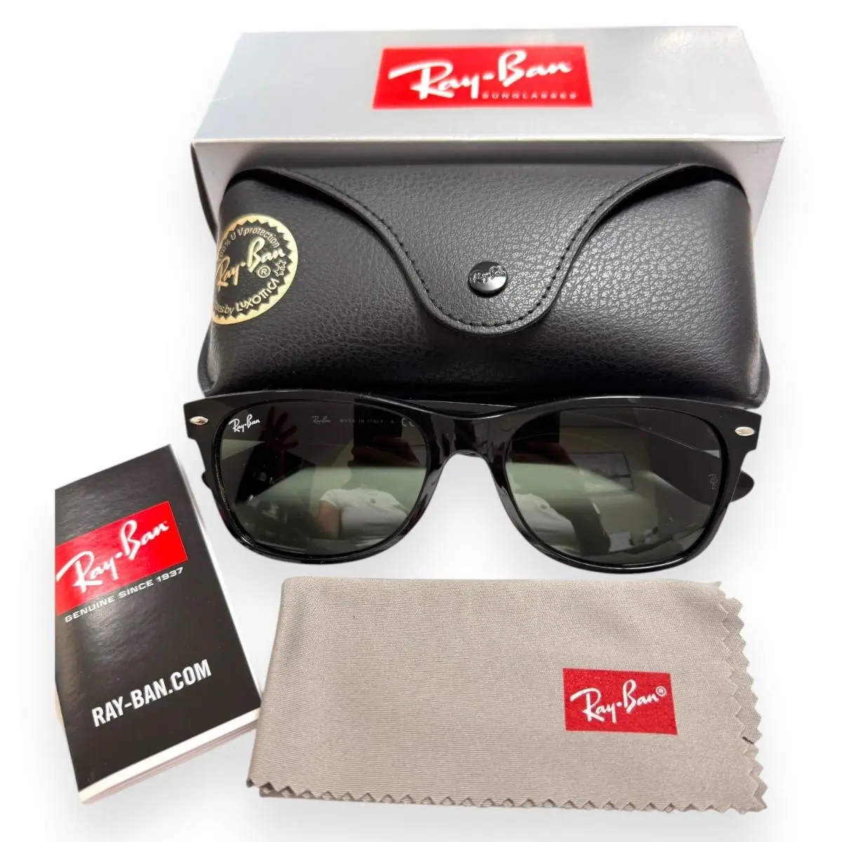 Ray-ban RB 2132 901L Wayfarer Sunglasses Polished Black Green 55mm W/case by Ray-Ban