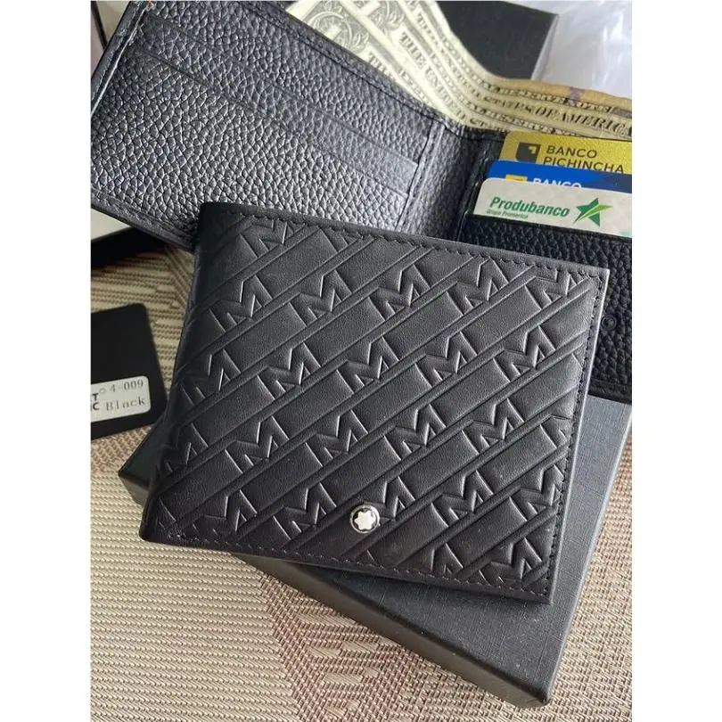 Montblanc M Gram Leather Bifold Wallet Black 4810 Luxury Mens Gift Full
