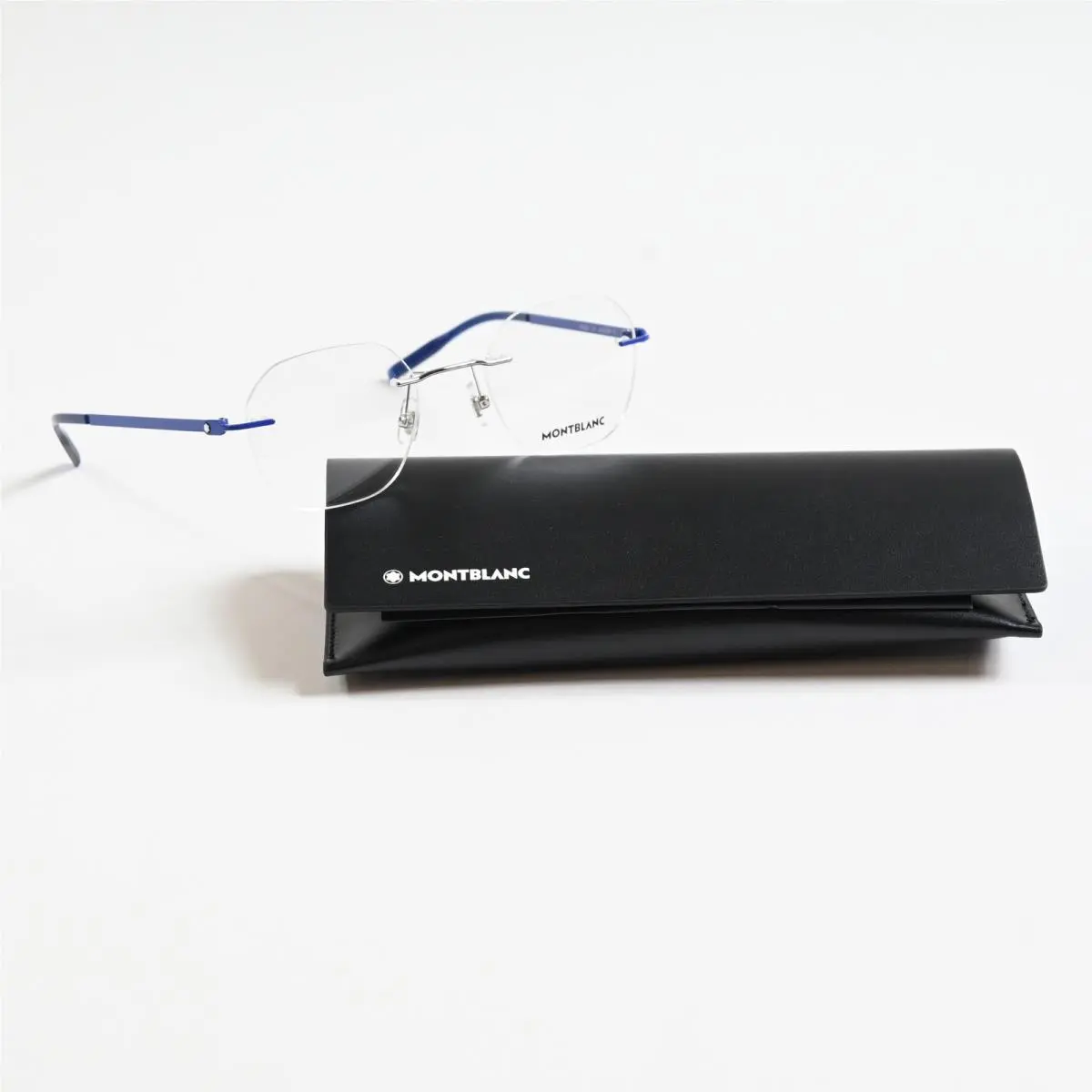 MB0282O 003 Mens Eyeglasses Blue/silver 49mm by Montblanc