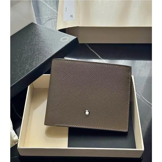 Montblanc Mens Brown Leather Bifold Wallet 6CC Card Holder 2026 Gift