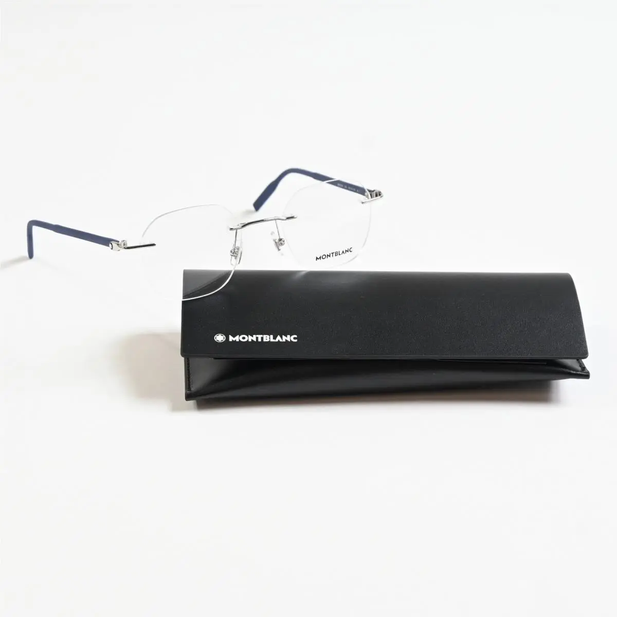 MB0223O 004 Mens Eyeglasses Silver/blue 50mm by Montblanc