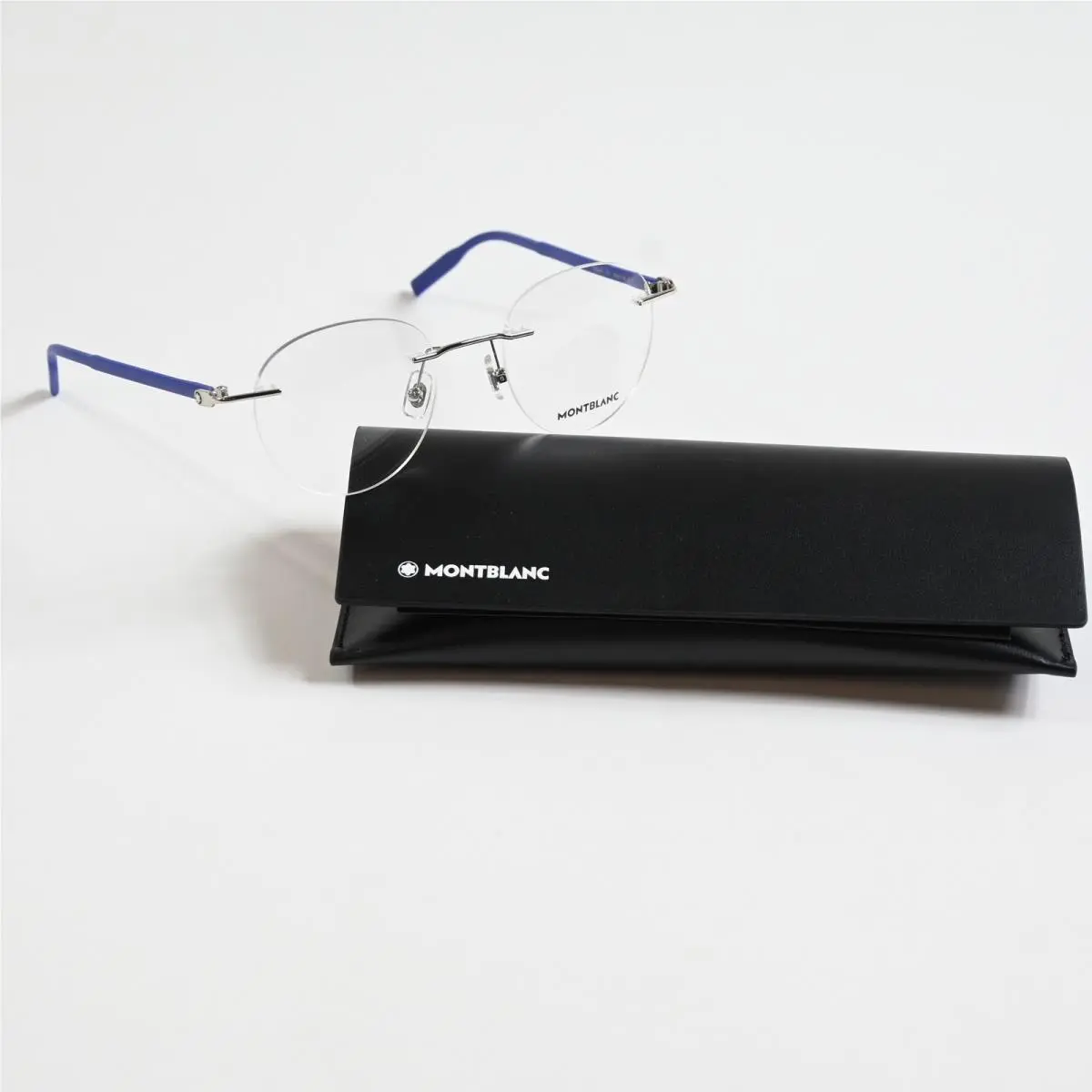 MB0224O 003 Mens Eyeglasses Silver/blue 49mm by Montblanc