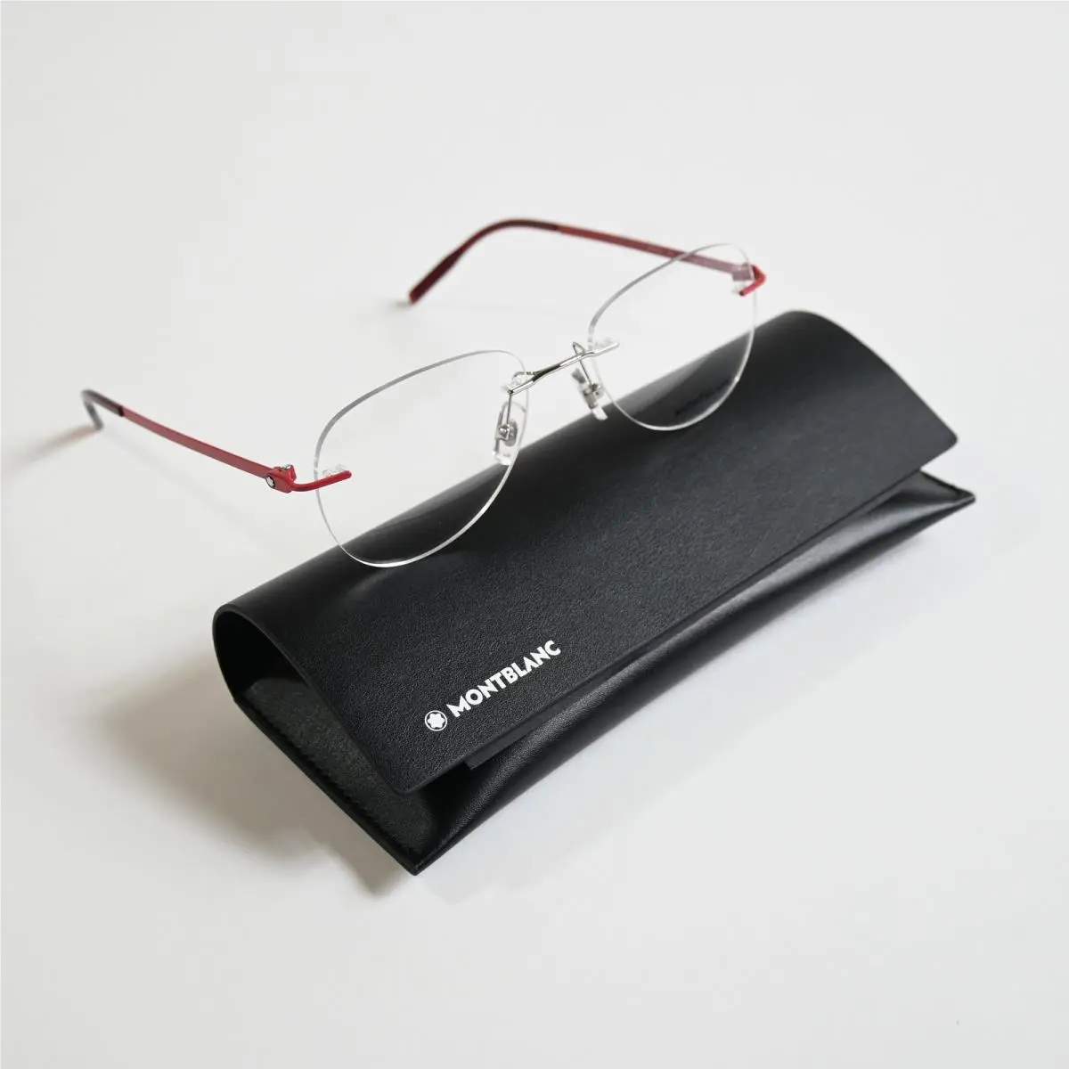 MB0283O 004 Mens Eyeglasses Red/silver 55mm by Montblanc