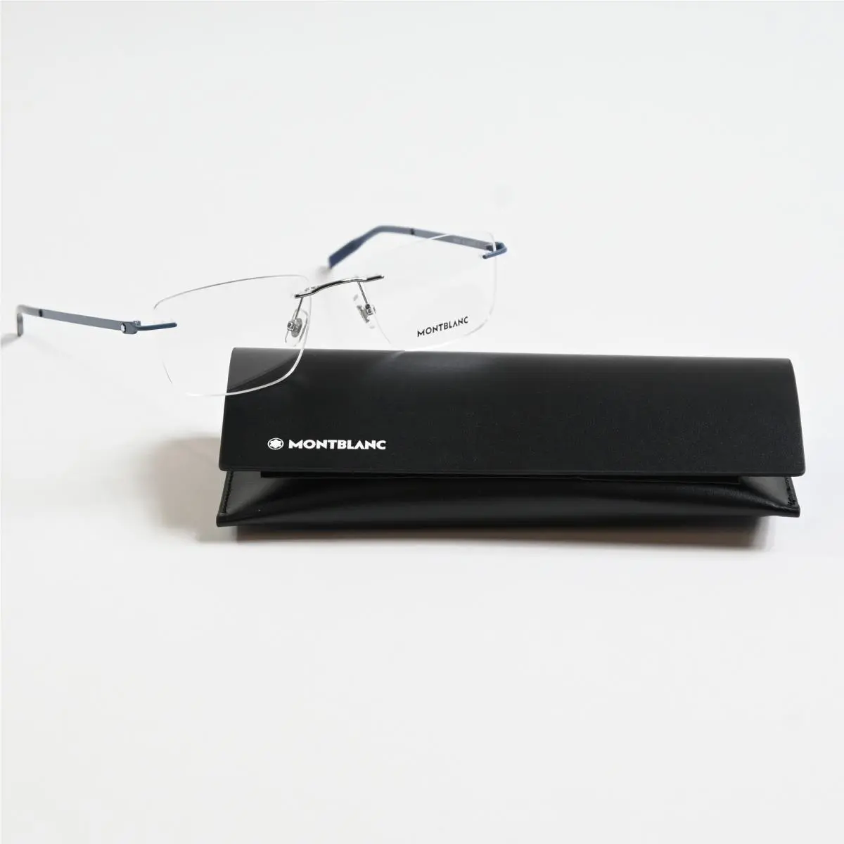 MB0281O 002 Mens Eyeglasses Dark Blue/silver 53mm by Montblanc
