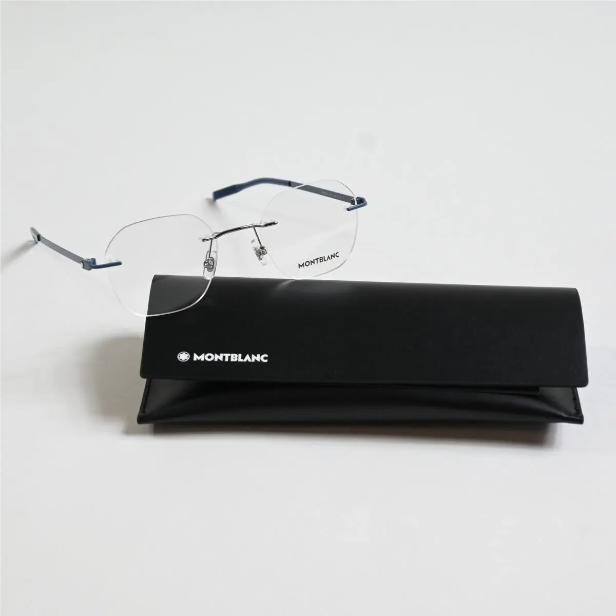 MB0282O 002 Mens Eyeglasses Dark Blue/silver 49mm by Montblanc