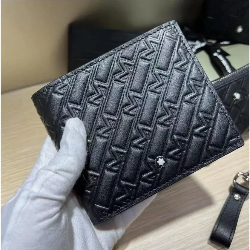 Montblanc 2026 Mont Blanc Men`s Wallet in Black Monogram Engraved Leather with Full Box