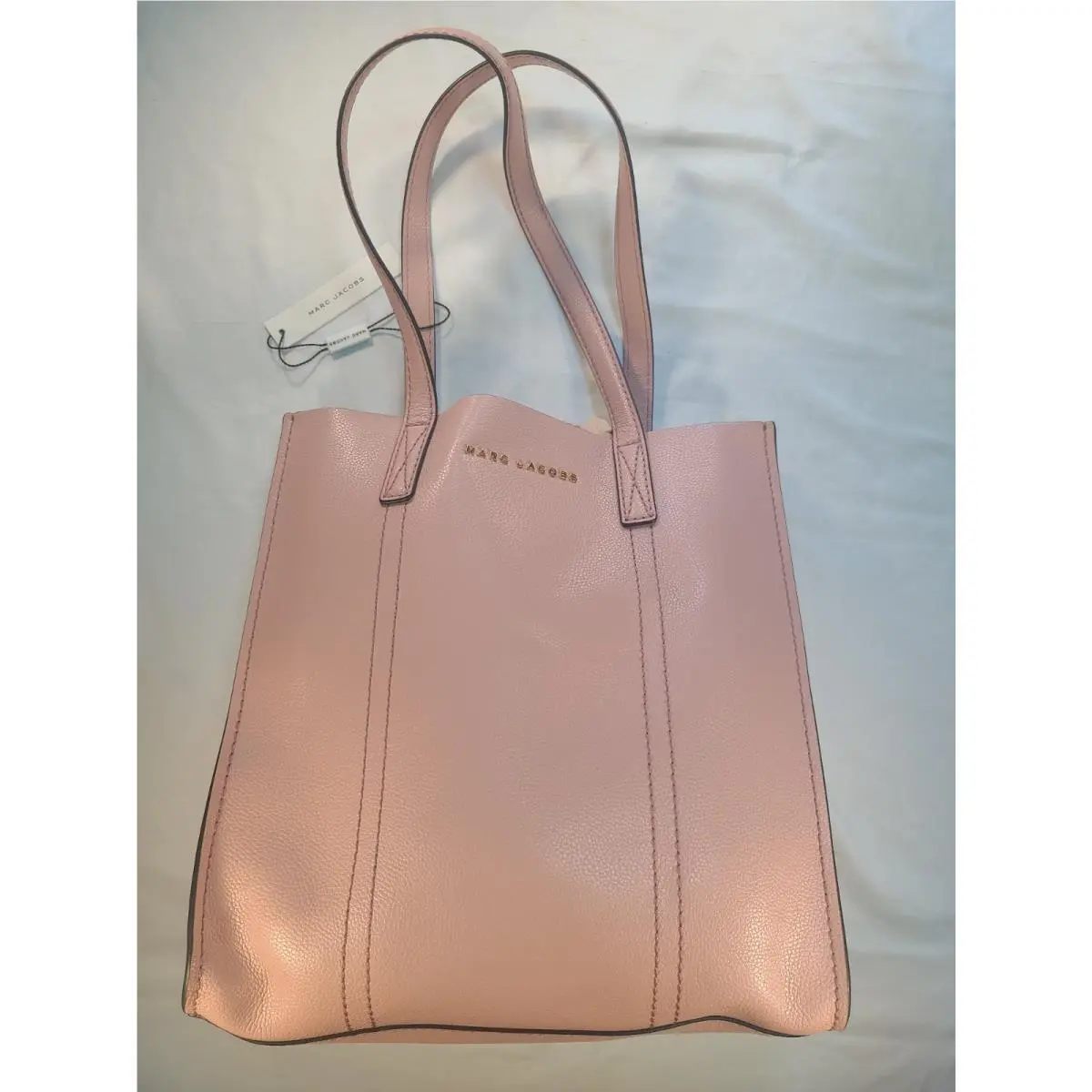 Rose Pink Pebbled Leather Tote Bag Gold Hardware Zip Top by Marc Jacobs