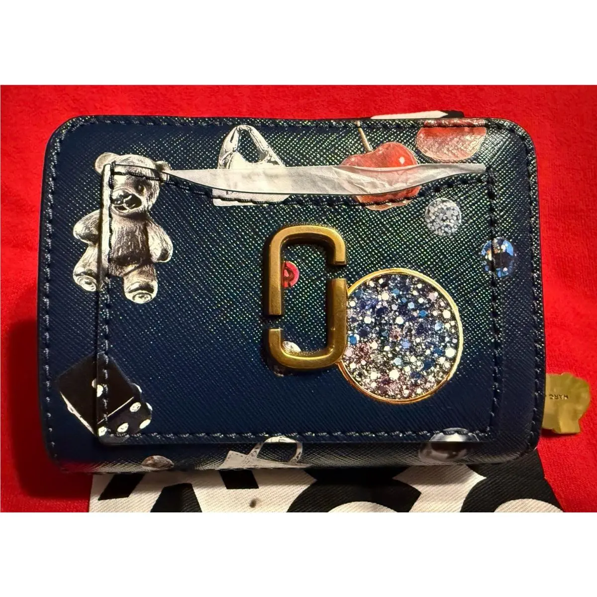 The Trinket Utility Snapshot Mini Compact Wallet In Navy Multi by Marc Jacobs