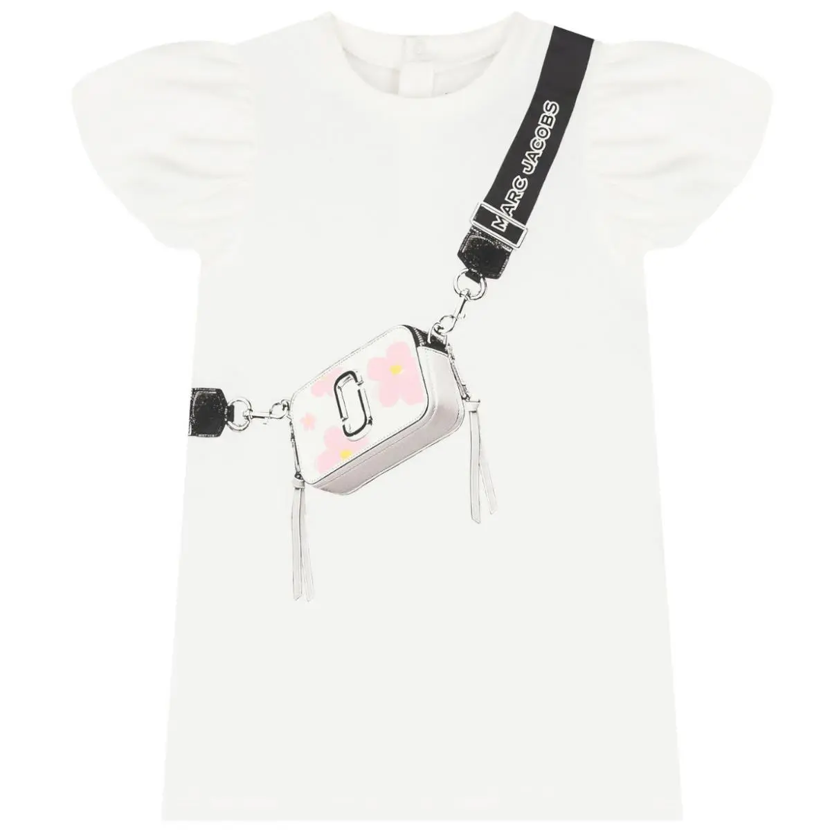 Marc Jacobs Younger Girls White Logo Bag Purse Dress White Size 6 Months