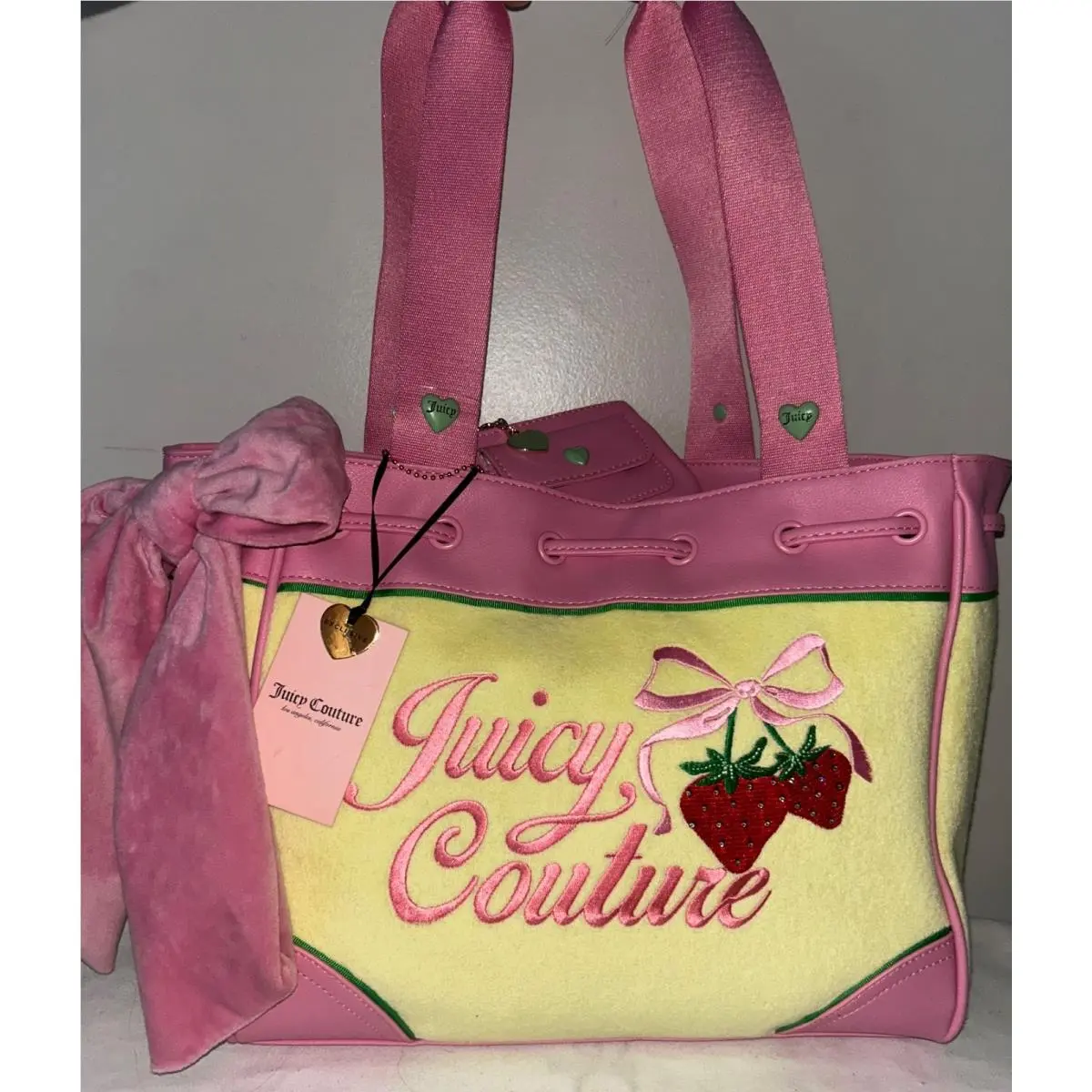 Daydreamer Retro Strawberry Tote Yellow Iris by Juicy Couture