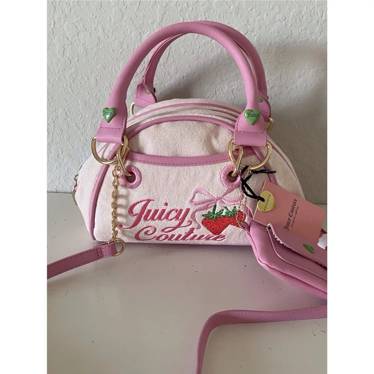 Retro Strawberry Powder Blush Bowler Satchel Bag W/pouch by Juicy Couture